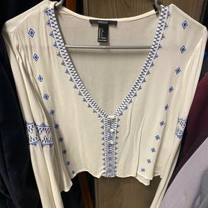 Forever 21 bell sleeve boho blouse